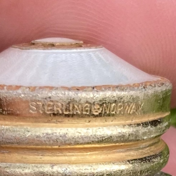 Hroar Prydz Solid Sterling Silver, White Enameled Salt and Pepper Pair / Set - Picture 15 of 16